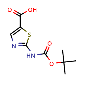 Chemical structure of 2-(tert-butoxycarbonylamino)thiazole-5-carboxylic acid , CAS 302964-02-9, AChemBlock S71458
