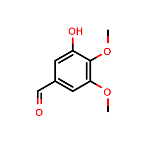 Chemical structure of 3-hydroxy-4,5-dimethoxybenzaldehyde , CAS 29865-90-5, AChemBlock S71463