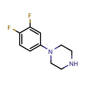 Chemical structure of 1-(3,4-difluorophenyl)piperazine , CAS 255893-57-3, AChemBlock S71492