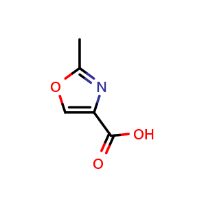 Chemical structure of 2-methyloxazole-4-carboxylic acid , CAS 23012-17-1, AChemBlock S71512