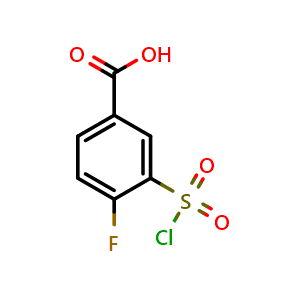 Chemical structure of 3-(chlorosulfonyl)-4-fluorobenzoic acid , CAS 2267-40-5, AChemBlock S71517