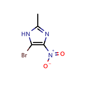 Chemical structure of 5-bromo-2-methyl-4-nitro-1H-imidazole , CAS 18874-52-7, AChemBlock S71583