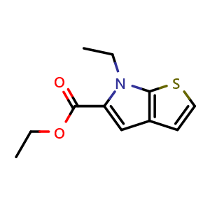 Chemical structure of ethyl 6-ethyl-6H-thieno[2,3-b]pyrrole-5-carboxylate , CAS 1884267-38-2, AChemBlock S71584