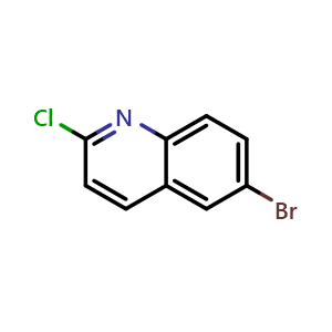 Chemical structure of 6-bromo-2-chloroquinoline , CAS 1810-71-5, AChemBlock S71599
