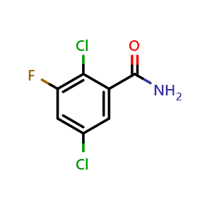 Chemical structure of 2,5-dichloro-3-fluorobenzamide , CAS 1807039-54-8, AChemBlock S71602