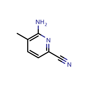 Chemical structure of 6-amino-5-methylpicolinonitrile , CAS 1806863-52-4, AChemBlock S71604