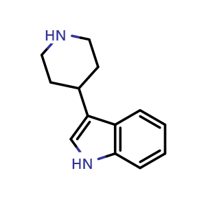 Chemical structure of 3-(piperidin-4-yl)-1H-indole , CAS 17403-09-7, AChemBlock S71625