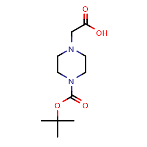 Chemical structure of 2-(4-(tert-butoxycarbonyl)piperazin-1-yl)acetic acid , CAS 156478-71-6, AChemBlock S71659
