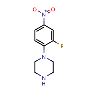 Chemical structure of 1-(2-fluoro-4-nitrophenyl)piperazine , CAS 154590-33-7, AChemBlock S71663