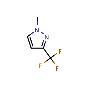 Chemical structure of 1-methyl-3-(trifluoromethyl)-1H-pyrazole , CAS 154471-65-5, AChemBlock S71664