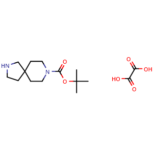 Chemical structure of tert-butyl 2,8-diazaspiro[4.5]decane-8-carboxylate oxalate , CAS 1408074-53-2, AChemBlock S71696
