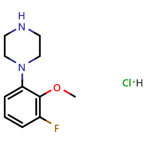 Chemical structure of 1-(3-fluoro-2-methoxyphenyl)piperazine hydrochloride , CAS 1396762-35-8, AChemBlock S71698