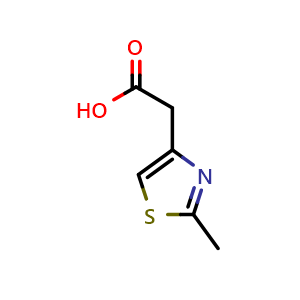 Chemical structure of 2-(2-methylthiazol-4-yl)acetic acid , CAS 13797-62-1, AChemBlock S71701