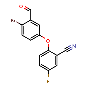 Chemical structure of 2-(4-bromo-3-formylphenoxy)-5-fluorobenzonitrile , CAS 1353100-93-2, AChemBlock S71721