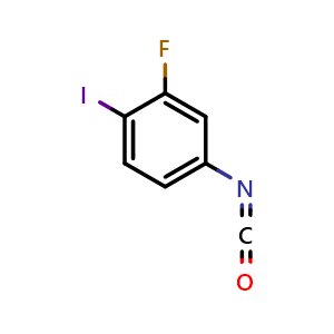 Chemical structure of 2-fluoro-1-iodo-4-isocyanatobenzene , CAS 1261441-79-5, AChemBlock S71763