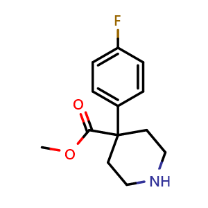 Chemical structure of methyl 4-(4-fluorophenyl)piperidine-4-carboxylate , CAS 1203797-08-3, AChemBlock S71790