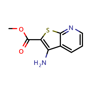 Chemical structure of methyl 3-aminothieno[2,3-b]pyridine-2-carboxylate , CAS 111042-89-8, AChemBlock S71829
