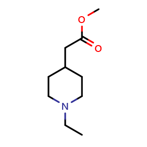 Chemical structure of methyl 2-(1-ethylpiperidin-4-yl)acetate , CAS 1030421-15-8, AChemBlock S71855
