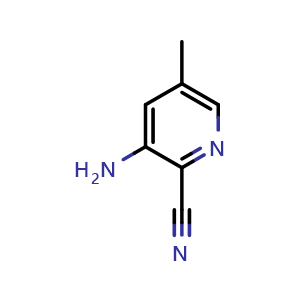 Chemical structure of 3-amino-5-methylpyridine-2-carbonitrile , CAS 1001635-30-8, AChemBlock S71874