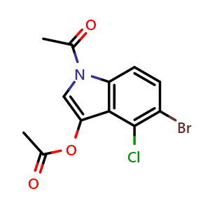 Chemical structure of 1-acetyl-5-bromo-4-chloro-1H-indol-3-yl acetate , CAS 3030-06-6, AChemBlock S71892