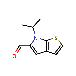 Chemical structure of 6-isopropyl-6H-thieno[2,3-b]pyrrole-5-carbaldehyde , CAS 2748620-84-8, AChemBlock S71900