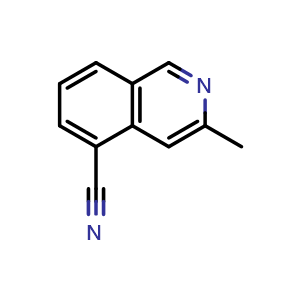 Chemical structure of 3-methylisoquinoline-5-carbonitrile , CAS 99974-21-7, AChemBlock S71921