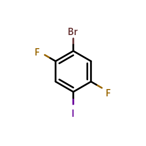 Chemical structure of 4-Bromo-2,5-difluoroiodobenzene , CAS 145349-66-2, AChemBlock S71926