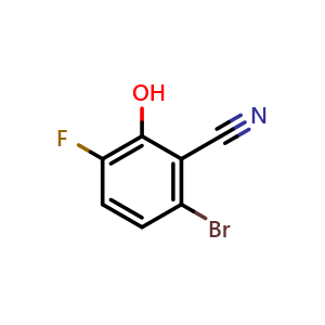 Chemical structure of 6-bromo-3-fluoro-2-hydroxybenzonitrile , CAS 1805498-46-7, AChemBlock S72008
