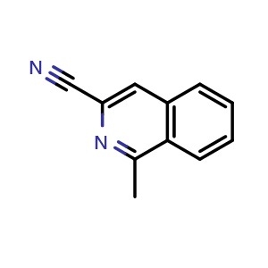 Chemical structure of 1-Methylisoquinoline-3-carbonitrile , CAS 1079651-22-1, AChemBlock S72026
