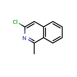 Chemical structure of 3-chloro-1-methylisoquinoline , CAS 15787-12-9, AChemBlock S72029