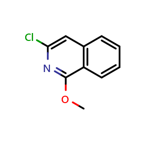 Chemical structure of 3-chloro-1-methoxyisoquinoline , CAS 24649-22-7, AChemBlock S72031