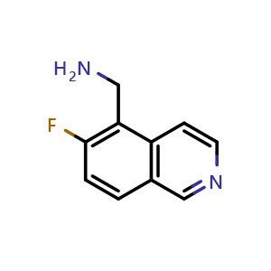 Chemical structure of (6-fluoroisoquinolin-5-yl)methanamine , CAS 1542364-49-7, AChemBlock S72038