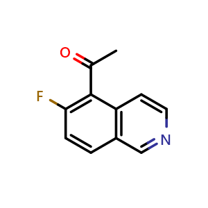 Chemical structure of 1-(6-fluoroisoquinolin-5-yl)ethan-1-one , CAS 1367742-04-8, AChemBlock S72041