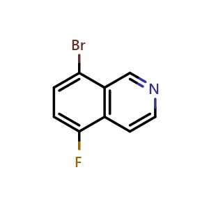 Chemical structure of 8-bromo-5-fluoroisoquinoline , CAS 1378874-27-1, AChemBlock S72059
