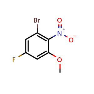Chemical structure of 3-Bromo-5-fluoro-2-nitroanisole , CAS 1805593-21-8, AChemBlock S72070