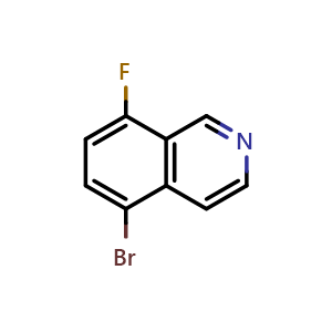 Chemical structure of 5-bromo-8-fluoroisoquinoline , CAS 679433-94-4, AChemBlock S72084