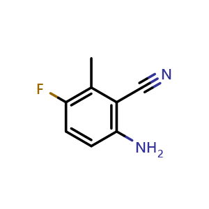 Chemical structure of 6-Amino-3-fluoro-2-methylbenzonitrile , CAS 1309377-56-7, AChemBlock S72102
