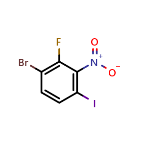Chemical structure of 3-Bromo-2-fluoro-6-iodonitrobenzene , CAS 1807173-41-6, AChemBlock S72163