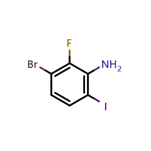 Chemical structure of 3-Bromo-2-fluoro-6-iodoaniline , CAS 2090537-24-7, AChemBlock S72164