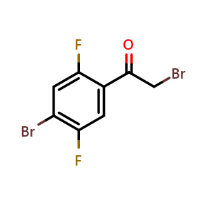 Chemical structure of 4-Bromo-2,5-difluorophenacyl bromide , CAS 1341495-96-2, AChemBlock S72185
