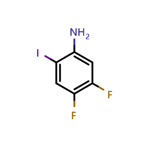 Chemical structure of 2-Amino-4,5-difluoroiodobenzene , CAS 847685-01-2, AChemBlock S72190