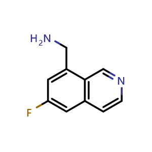 Chemical structure of (6-fluoroisoquinolin-8-yl)methanamine , CAS 2060029-36-7, AChemBlock S72213