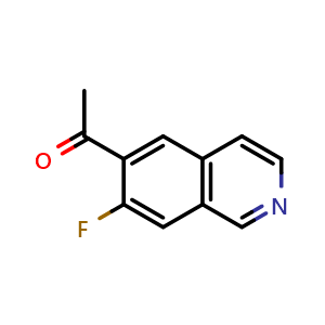 Chemical structure of 1-(7-fluoroisoquinolin-6-yl)ethan-1-one , CAS 2375196-11-3, AChemBlock S72223