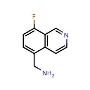 Chemical structure of (8-fluoroisoquinolin-5-yl)methanamine , CAS 1368056-89-6, AChemBlock S72229
