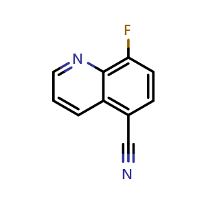 Chemical structure of 8-fluoroquinoline-5-carbonitrile , CAS 2092000-25-2, AChemBlock S72245