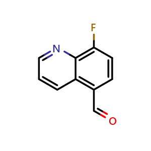 Chemical structure of 8-fluoroquinoline-5-carbaldehyde , CAS 1936339-14-8, AChemBlock S72246