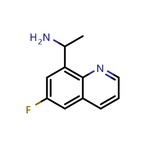 Chemical structure of 1-(6-fluoroquinolin-8-yl)ethan-1-amine , CAS 1369201-74-0, AChemBlock S72251