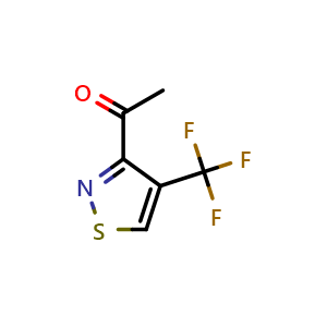 Chemical structure of 1-(4-(trifluoromethyl)isothiazol-3-yl)ethan-1-one , CAS 2375193-57-8, AChemBlock S72266