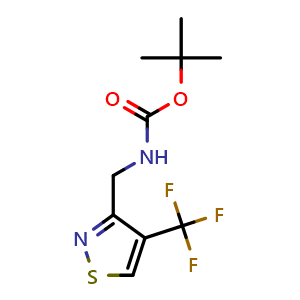 Chemical structure of tert-butyl ((4-(trifluoromethyl)isothiazol-3-yl)methyl)carbamate , CAS 2375193-62-5, AChemBlock S72281