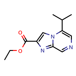 Chemical structure of ethyl 5-isopropylimidazo[1,2-a]pyrazine-2-carboxylate , CAS 2375195-82-5, AChemBlock S72307